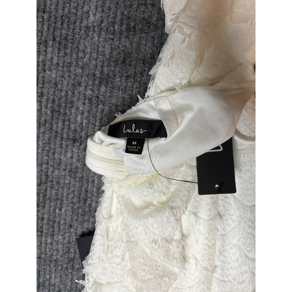 Lulus White Lace Maxi Dress Open Back Tie Column Gown Bridal Event Size M - Picture 3 of 6